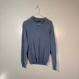 Emanuel Berg Polo Sweater Mens Small Wool Cashmere Long Sleeve Blue